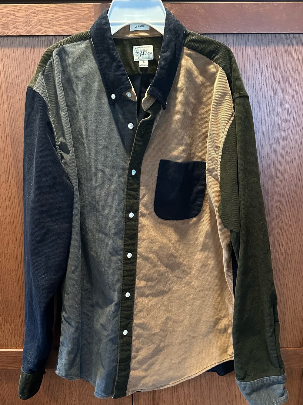 J. Crew Long Sleeve Colorblock Shirt. Size Large